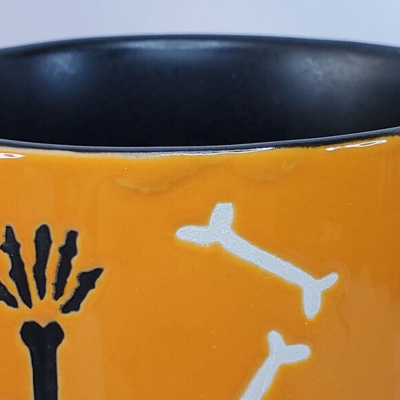 Halloween Mug Orange Skeleton Funny Bones And Spooky Pumpkins Coffee Cup - Picture 6 of 10